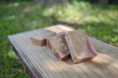 goat milk soap outside setting - Bearded Lady Soap Factory